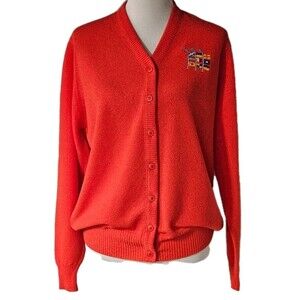 Vintage Talbott 60's Orange Sailing Regatta Button Front Knit Cardigan Sweater